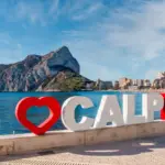 Calpe seafront with the Peñón de Ifach and I Love Calpe sign