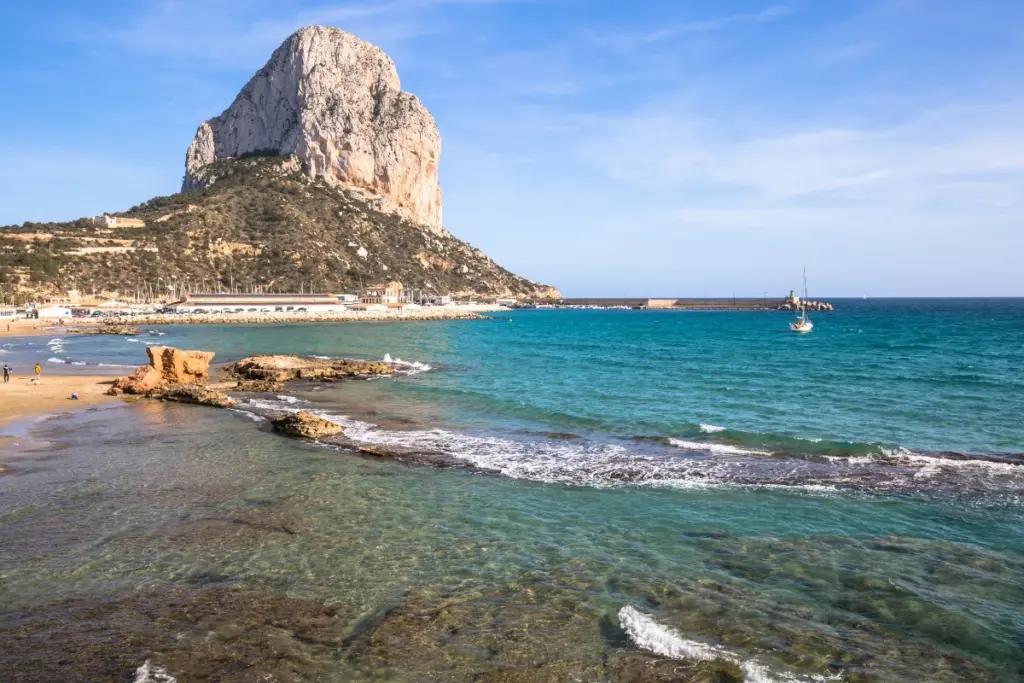 Peñón de Ifach above Cantal Roig Beach and the Mediterranean Sea in Calpe